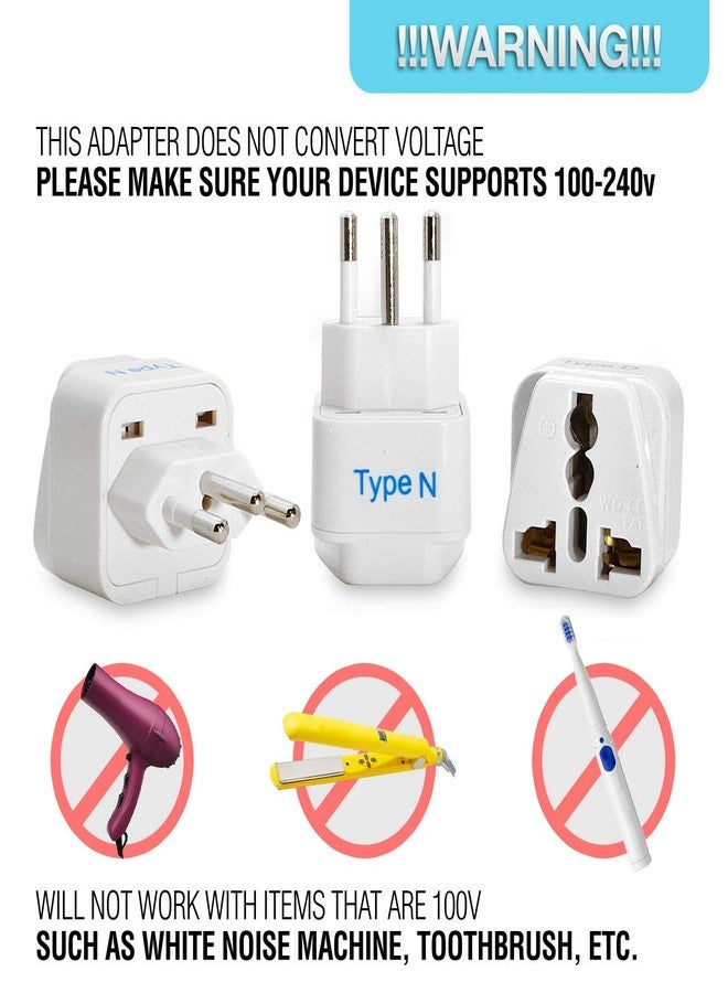 Ceptics Brazil Travel Plug Adapter (Type N) - 3 Pack [Grounded & Universal] (GP-11C-3PK) - Image 2